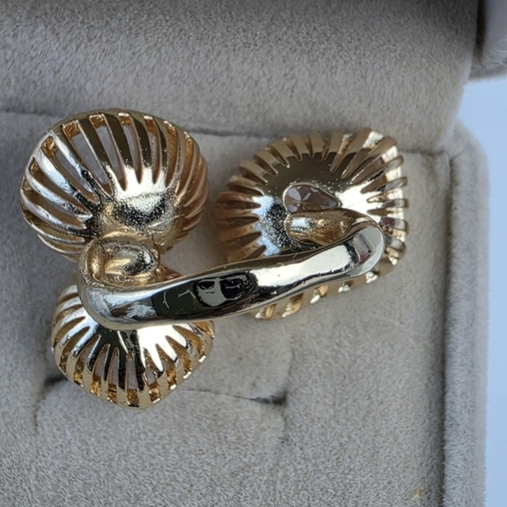 14K Gold Plated‎ Sterling Pearl CZ Ring - Picture 4 of 9